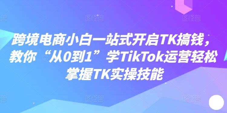 跨境电商小白一站式开启TK搞钱，教你“从0到1”学TikTok运营轻松掌握TK实操技能-徐小晨博客
