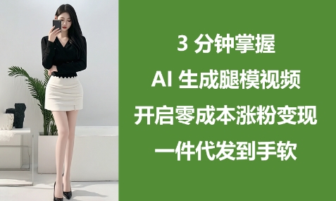 3分钟掌握AI生成腿模视频，开启零成本涨粉变现，一件代发到手软-徐小晨博客