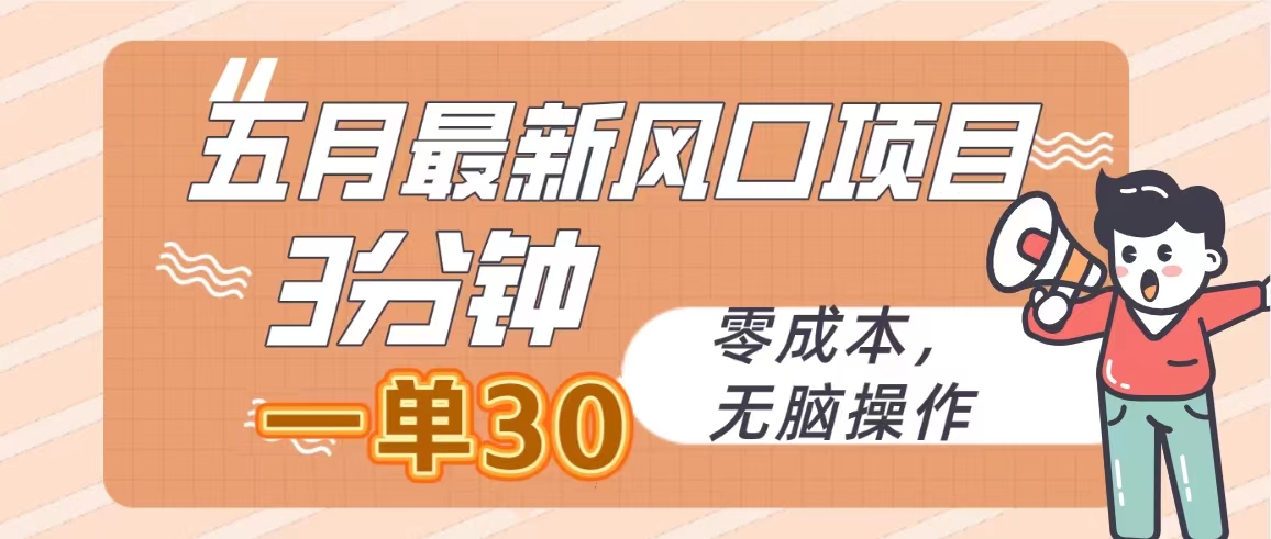 五月最新风口项目，3分钟一单30，零成本，无脑操作-徐小晨博客