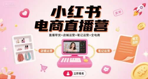 小红书电商直播营，直播带货+店铺运营+笔记运营=全电商-徐小晨博客