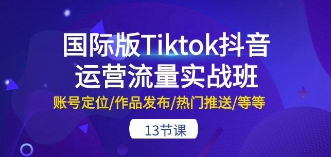 国际版Tiktok抖音运营流量实战班：账号定位/作品发布/热门推送/等等-13节-徐小晨博客