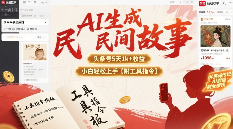 AI生成民间故事，头条号5天1k+，小白轻松上手【附工具指令】-徐小晨博客