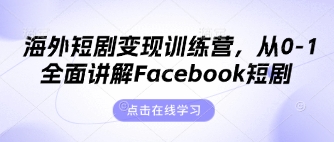 海外短剧变现训练营，从0-1全面讲解Facebook短剧-徐小晨博客
