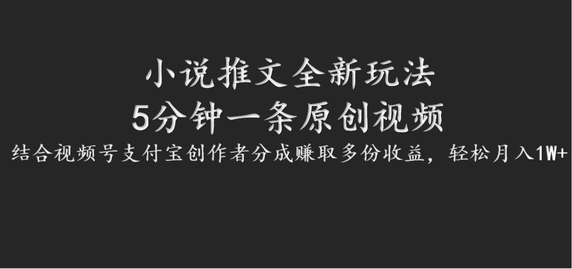小说推文全新玩法，5分钟一条原创视频，结合视频号支付宝创作者分成赚取多份收益-徐小晨博客