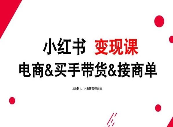 2024年最新小红书变现课，电商&买手带货&接商单，从0到1，小白高效轻创业-徐小晨博客