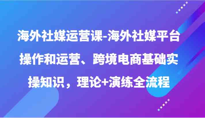 海外社媒运营课-海外社媒平台操作和运营、跨境电商基础实操知识，理论+演练全流程-徐小晨博客