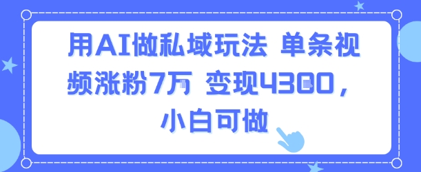 用AI做私域玩法，单条视频涨粉7W变现4.3k，小白可做-徐小晨博客