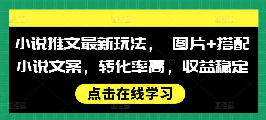 小说推文最新玩法， 图片+搭配小说文案，转化率高，收益稳定-徐小晨博客