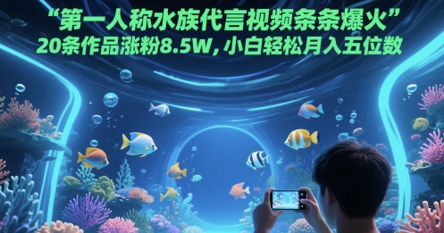 第一人称水族代言视频条条爆火，20条作品涨粉8.5W，小白轻松月入五位数-徐小晨博客