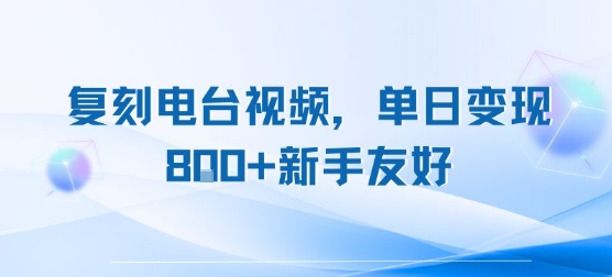 复刻电台视频，单日变现8张+新手友好，长期可做-徐小晨博客