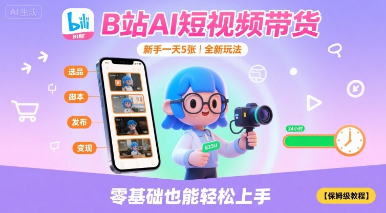 B站AI短视频带货，新手一天5张，全新玩法【保姆级教程】-徐小晨博客