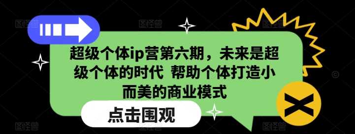 超级个体ip营第六期，未来是超级个体的时代 帮助个体打造小而美的商业模式-徐小晨博客