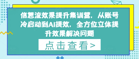 信息流效果提升集训营，从账号冷启动到AI提效，全方位立体提升效果解决问题-徐小晨博客