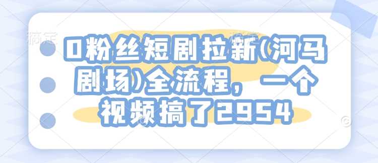 0粉丝短剧拉新(河马剧场)全流程，一个视频搞了2954-徐小晨博客