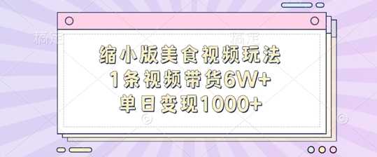 缩小版美食视频玩法，1条视频带货6W+，单日变现1k-徐小晨博客