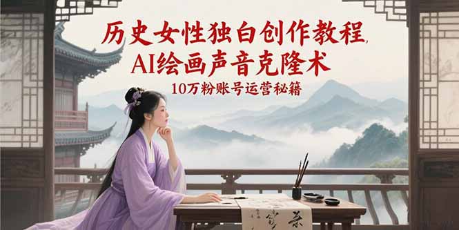 历史女性独白创作教程，AI绘画声音克隆术，10万粉账号运营秘籍-徐小晨博客