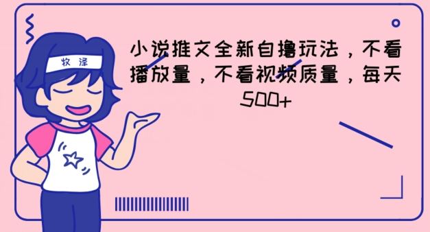 小说推文全新自撸玩法，不看播放量，不看视频质量，每天500+【揭秘】-徐小晨博客