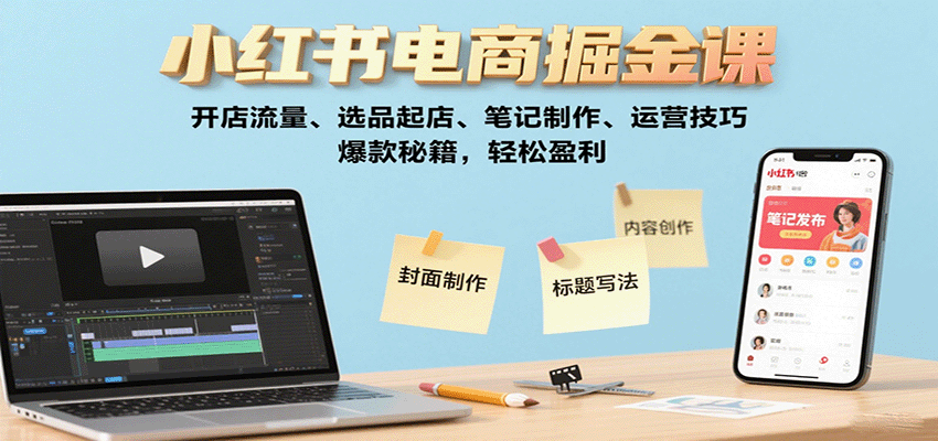 小红书电商掘金课：开店流量、选品起店、笔记制作、运营技巧，爆款秘籍，轻松盈利-徐小晨博客