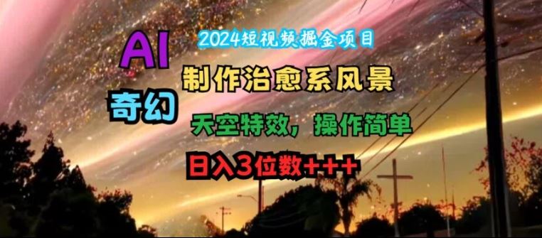 2024短视频掘金项目，AI制作治愈系风景，奇幻天空特效，操作简单，日入3位数【揭秘】-徐小晨博客