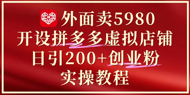 外面卖5980开设拼多多虚拟店铺：单日引流200+创业付费粉实战教程-徐小晨博客