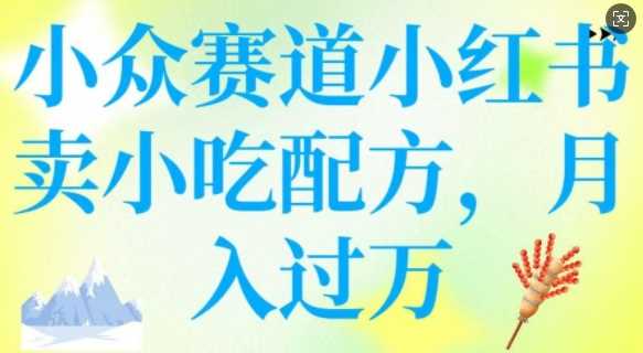 小众赛道小红书卖小吃配方，操作简单，月入过W-徐小晨博客