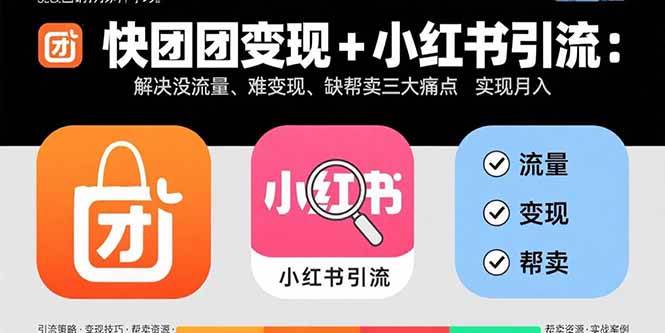 快团团变现+小红书引流：解决没流量、难变现、缺帮卖三大痛点 实现月入3w+-徐小晨博客