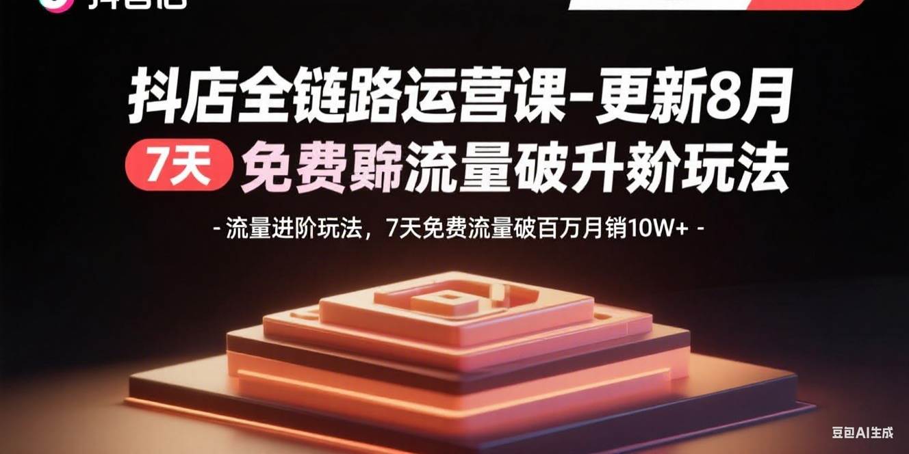 抖店全链路运营课-更新8月：流量进阶玩法，7天免费流量破百万月销10W+-徐小晨博客