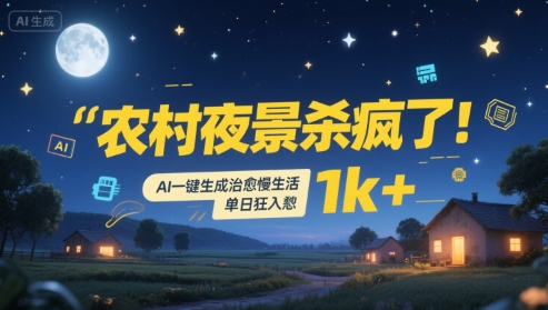 农村夜景杀疯了！AI一键生成治愈系慢生活，单日狂入1k+-徐小晨博客
