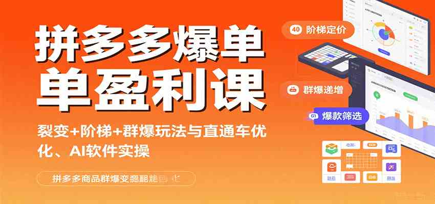 拼多多爆单盈利课：裂变+阶梯+群爆玩法与直通车优化、AI 软件实操-徐小晨博客