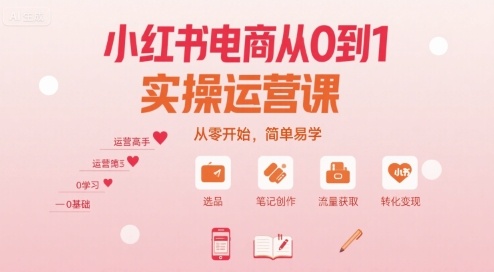小红书电商从0到1实操运营课，从零开始，简单易学-徐小晨博客