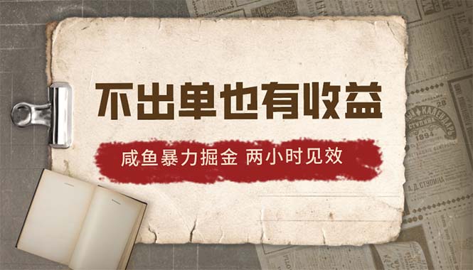 2024咸鱼暴力掘金，不出单也有收益，两小时见效，当天突破500+-徐小晨博客