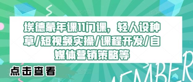 埃德蒙年课11门课，轻人设种草/短视频实操/课程开发/自媒体营销策略等-徐小晨博客