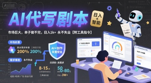 AI代写剧本，市场巨大，单子做不完，日入1k+ 永不失业【附工具指令】-徐小晨博客