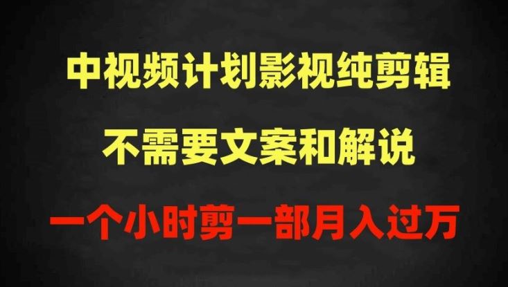 中视频计划影视纯剪辑，不需要文案和解说，一个小时剪一部，100%过原创月入过万【揭秘】-徐小晨博客