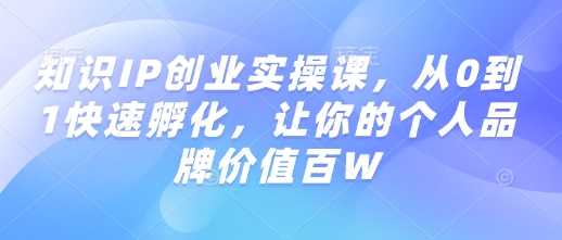 知识IP创业实操课，从0到1快速孵化，让你的个人品牌价值百W-徐小晨博客