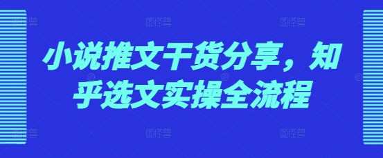 小说推文干货分享，知乎选文实操全流程-徐小晨博客