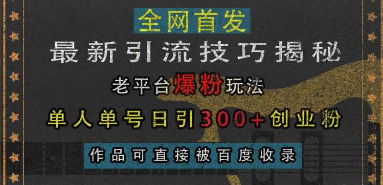 最新引流技巧揭秘，老平台爆粉玩法，单人单号日引300+创业粉，作品可直接被百度收录-徐小晨博客