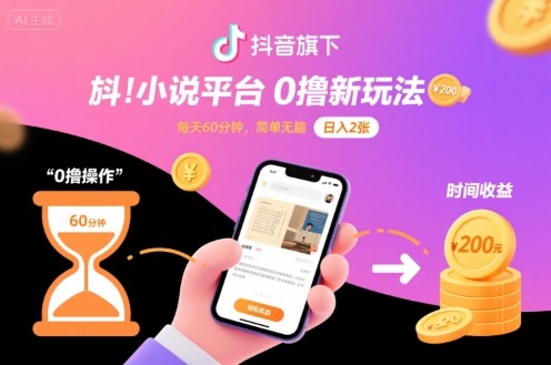 抖音旗下小说平台0撸新玩法，每天挂G60分钟，简单无脑，日入2张【揭秘】-徐小晨博客