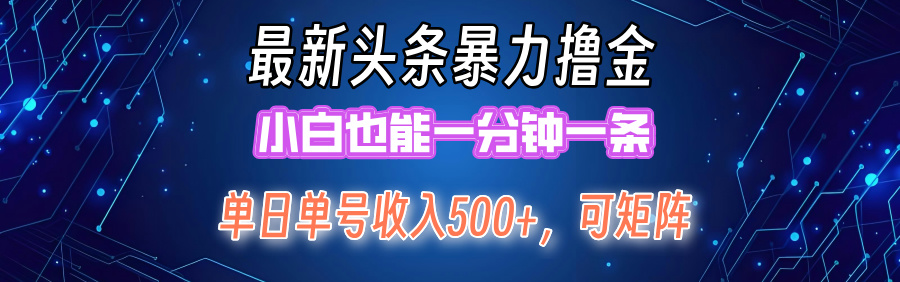 最新暴力头条掘金日入500+，矩阵操作日入2000+ ，小白也能轻松上手！-徐小晨博客