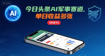 今日头条AI军事赛道，单日收益多张 ，手机可做【附指令】-徐小晨博客
