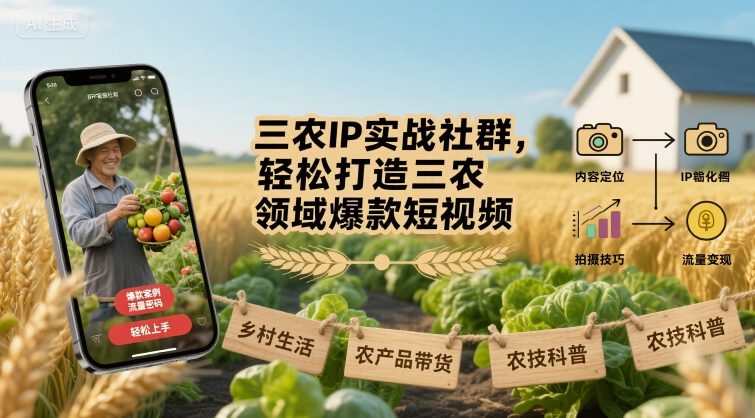 三农IP实战社群，轻松打造三农领域爆款短视频-徐小晨博客