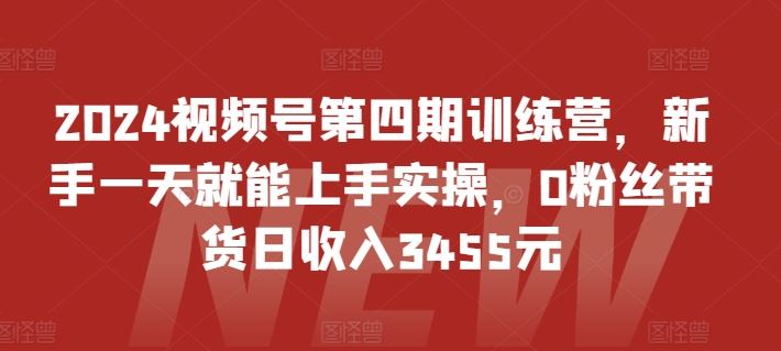 2024视频号第四期训练营，新手一天就能上手实操，0粉丝带货日收入3455元-徐小晨博客