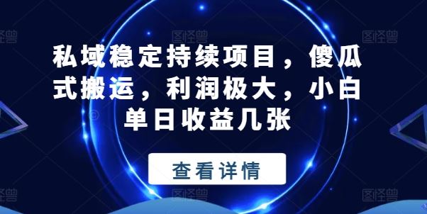 私域稳定持续项目，傻瓜式搬运，利润极大，小白单日收益几张【揭秘】-徐小晨博客