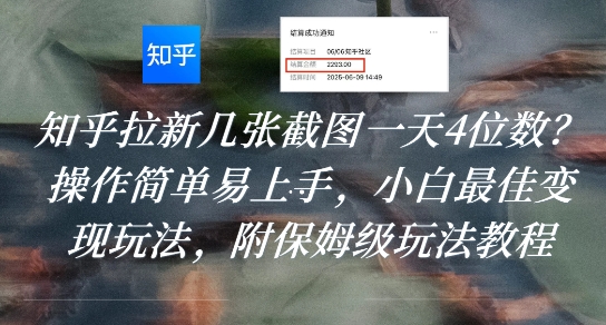 知乎拉新几张截图一天4位数？操作简单易上手，小白最佳变现玩法，附保姆级玩法教程-徐小晨博客