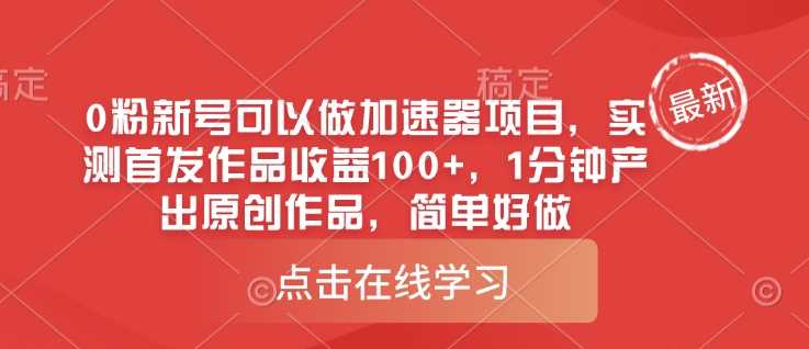 0粉新号可以做的加速器项目，实测首发作品收益100+，1分钟产出原创作品，简单好做-徐小晨博客