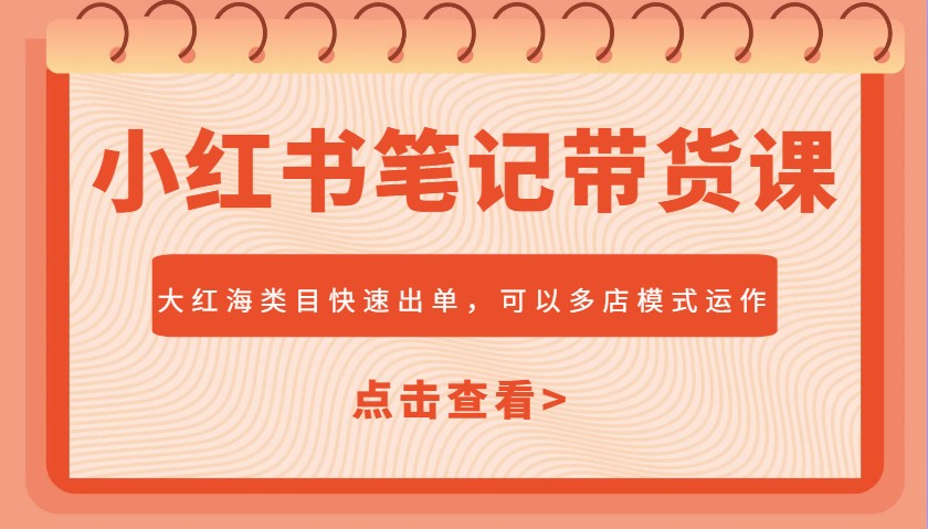 小红书笔记带货课，大红海类目快速出单，市场大，可以多店模式运作-徐小晨博客