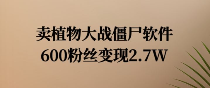 卖植物大战僵尸软件，600粉丝变现2.7W【揭秘】-徐小晨博客