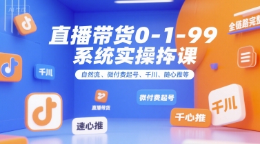 直播带货0~1~99系统实操课，自然流、微付费起号、千川、随心推等，直播带货全链路完整逻辑-徐小晨博客