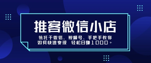 推客微信小店依托于微信、视频号，手把手教你如何快速变现 轻松日入1k+【揭秘】-徐小晨博客