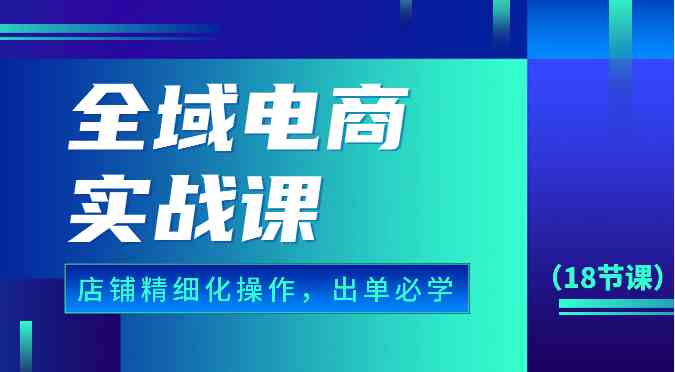 全域电商实战课，个人店铺精细化操作流程，出单必学内容（18节课）-徐小晨博客